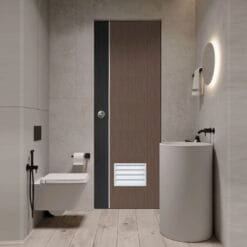 Alternative view of Eco-door ประตูUPVC ภายในเซาะร่องเส้นขาวเกล็ดล่าง รุ่น PC2 ก.70xส.200cm. /เจาะ