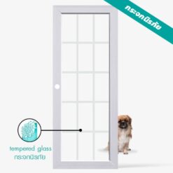 Alternative view of Eco-door ประตูUPVC กระจกนิรภัยใสลายฝ้า รุ่น15 Light ก.80xส.200cm. /เจาะ