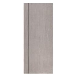 Eco-door ประตู UPVC ภายในผิวลายไม้ร่องสีเทา รุ่นPE2 ก.80xส.200cm./ไม่เจาะ