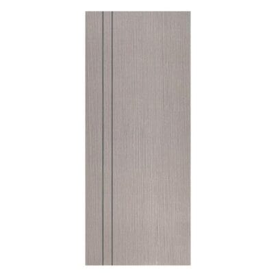 Eco-door ประตู UPVC ภายในผิวลายไม้ร่องสีเทา รุ่นPE2 ก.80xส.200cm./ไม่เจาะ