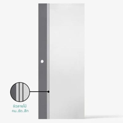 Eco-door ประตู UPVC ภายนอก (เจาะ) รุ่น ED1 สี ขาว-เทา ก.80xส.200cm.