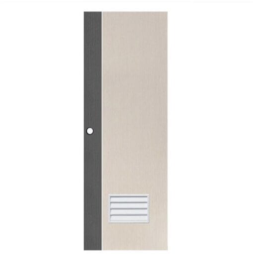 Eco-door ประตูUPVC ภายในเซาะร่องเส้นขาวเกล็ดล่าง รุ่น PD2 ก.70xส.200cm. /เจาะ